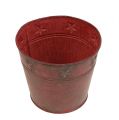 Floristik24 Metal bucket red with stars Ø15cm H13cm