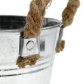Floristik24 Tin bucket with rope handles glossy Ø16cm