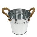 Floristik24 Tin bucket with rope handles glossy Ø16cm