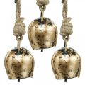Floristik24 Metal bells for hanging, country house decoration, golden cow bells, antique look 5 × 3.5 cm 12 pieces