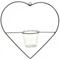 Floristik24 Lantern heart metal 38cm tea light holder for hanging with glass