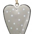 Floristik24 Metal heart to hang pink / gray 7cm 6pcs