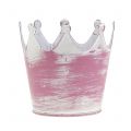 Floristik24 Metal crown pink white washed Ø8cm H7cm 8pcs