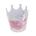 Floristik24 Metal crown pink white washed Ø8cm H7cm 8pcs