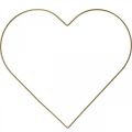 Floristik24 Metal ring heart shape, hanging decoration metal, deco loop golden W32.5cm 3pcs