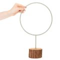 Decorative metal ring on a wooden stand for table decoration, 43cm | Floristik24.ie