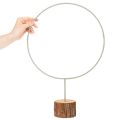 Decorative round ring on wooden base, metal, for dried flowers, 52cm | Floristik24.ie