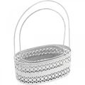 Floristik24 Metal basket oval, decorative vessel for planting white, silver vintage look L17 / 22cm H25 / 28cm set of 2