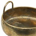 Floristik24 Metal bowl with handles, antique look, golden Ø47 / 38 / 31cm, set of 3