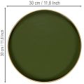 Decorative tray in green with gold edge, modern, 30cm | Floristik24.ie