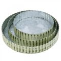 Floristik24 Metal plates for decorating, table decoration, candle tray round silver, green shabby chic Ø14/16.5/19.5 cm H3.5 cm set of 3
