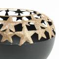 Floristik24 Table decoration Christmas vessel with stars black, golden Ø14cm H10.5cm