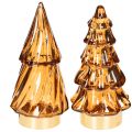 Floristik24 Glass Christmas Tree LED Decoration for Indoor Use, Battery Operated, 13cm, 2 Pieces