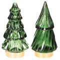 Floristik24 Glass Christmas tree with LED lights, table decoration, Christmas, 13cm, 2 pieces