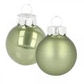 Floristik24 Mini Christmas balls glass green gloss/matt Ø2.5cm 24p