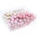 Floristik24 Mini Christmas balls on wire Ø20mm glass pink 140p