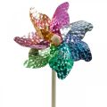 Floristik24 Windmill, summer decoration, pinwheel on a stick, colourful, decoration for children&#39;s birthday parties Ø16cm 4 pieces