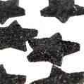 Floristik24 Mini glitter star black 2.5 cm 96 pieces
