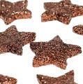 Floristik24 Mini glitter star to scatter brown 2.5cm 48pcs