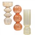 Mini Vases Glass Decorative Glass Vases Colored H15.5-17cm Set of 3