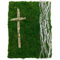 Floristik24 Moss picture vines and cross for grave arrangement green, white 40 × 30cm