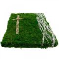Floristik24 Moss picture vines and cross for grave arrangement green, white 40 × 30cm
