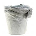 Floristik24 Zinc bucket with braided pattern gray, white washed Ø14cm H13cm 4pcs