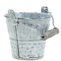 Floristik24 Zinc bucket with braided pattern gray Ø7cm H8cm 8pcs