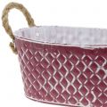 Floristik24 Zinc bowl oval diamond with rope handles violet white washed 29cm H12cm