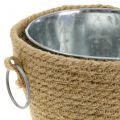 Floristik24 Zinc pot with jute cachepot Ø18cm H15cm