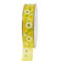 Floristik24 Organza ribbon yellow with flowers 20mm 20m