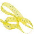 Floristik24 Organza ribbon yellow with flowers 20mm 20m