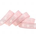 Floristik24 Organza ribbon with star motif pink 25mm 15m