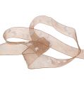 Floristik24 Organza ribbon with butterfly brown 25mm 20m