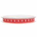 Organza ribbon with snowflake red 10mm 20m