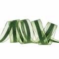 Floristik24 Organza ribbon with stripes pattern green 25mm 20m