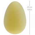 Floristik24 Easter egg decoration egg plastic light yellow flocked 25cm