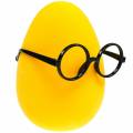 Floristik24 Yellow Easter egg with glasses, flocked decoration egg, Easter decoration
