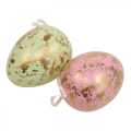 Easter egg to hang up decoration eggs pink, green, gold 20cm 2pcs