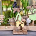 Floristik24 Easter bunny with child, spring decoration made of wood, rabbit father, Easter nature, green, yellow H22cm