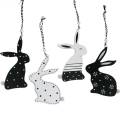 Floristik24 Easter bunny to hang black and white wooden deco bunny easter deco 12pcs