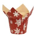 Floristik24 Paper pots with snowflakes red-white Ø9cm 12pcs
