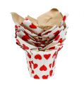 Floristik24 Paper pot with hearts white-red Ø8cm H6.5cm 8pcs