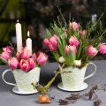 Floristik24 Planter, decorative coffee filter holder, metal cup for planting, floral decoration green, white Shabby Chic H11cm Ø11cm