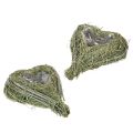 Floristik24 Decorative heart made of natural grass with foil insert, 14cm, 2 pieces