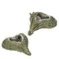 Floristik24 Plant heart made of natural material with foil insert, 22cm, 2 pieces
