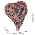 Decorative heart made of twigs with planting foil, 20cm, 2 pieces | Floristik24.ie