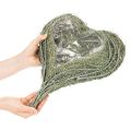 Heart-shaped bowl made of natural grass with planting foil, 38cm | Floristik24.ie