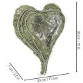 Heart-shaped bowl made of natural grass with planting foil, 38cm | Floristik24.ie