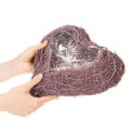Heart-shaped bowl made of twigs with foil insert, 37cm | Floristik24.ie